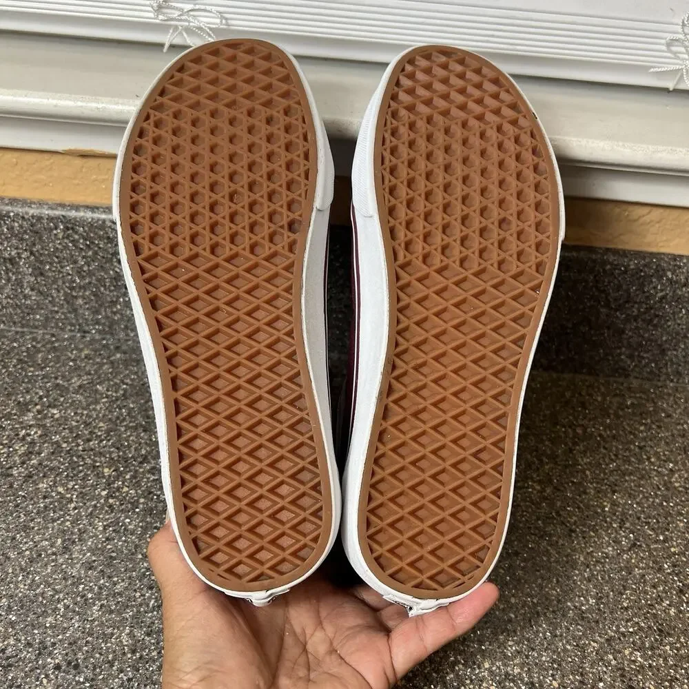 Vans Classic Mens Sz 9.5 Burgundy Canvas Skate Sneaker Shoe Lace Up Low Women 11